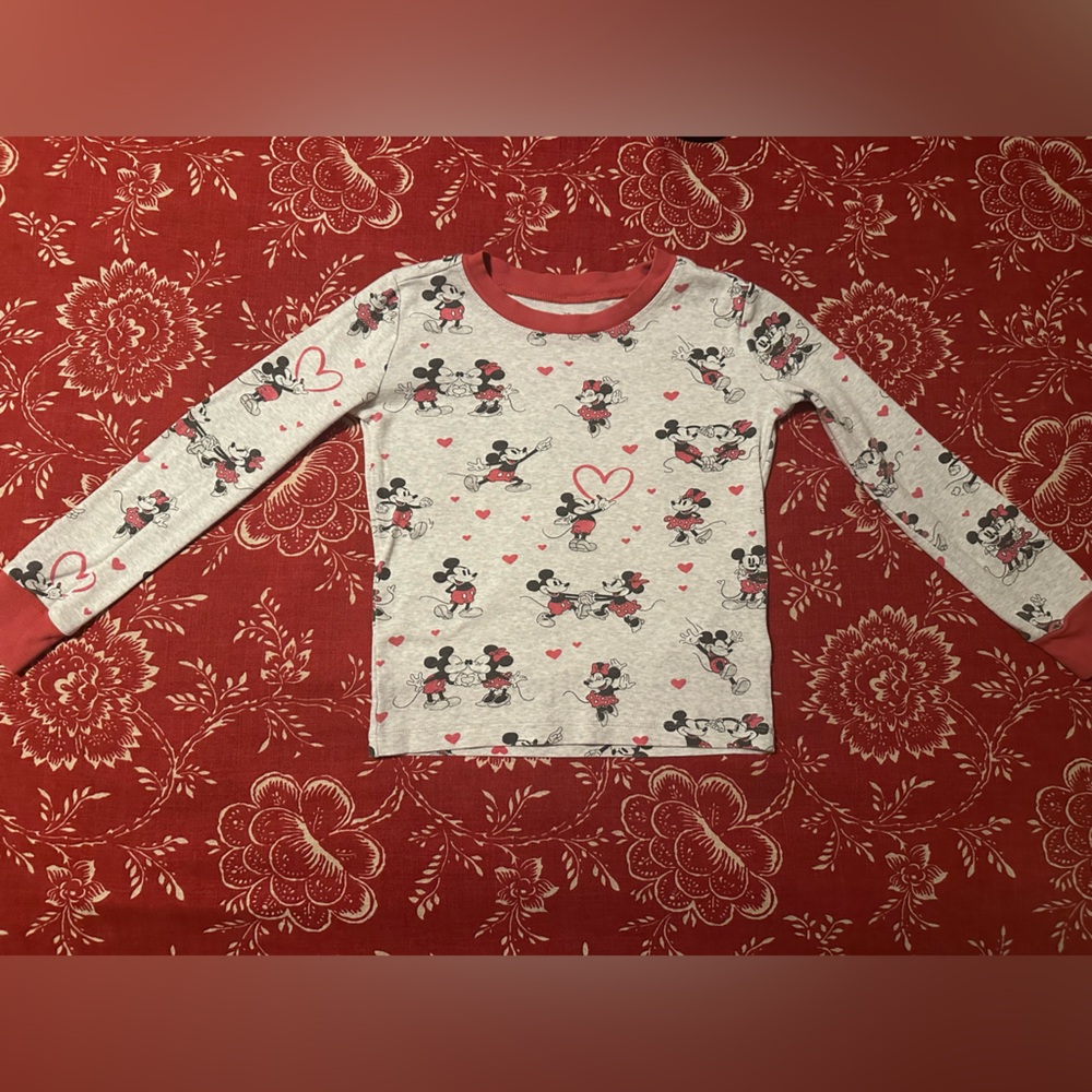 Pottery Barn Kids x Mickey & Minnie Valentine‎ Pajama Top Only Kids Sz 8 Organic